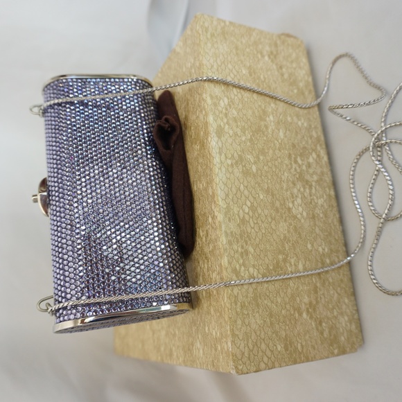 Judith Leiber Blue Crystal Embellished Minaudière - Picture 2 of 12